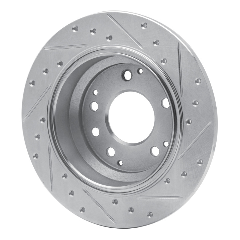 Acura RL Brake Rotor (1) - Rear Left - R1 Concepts - Drilled & Slotted - Silver - `99-`01